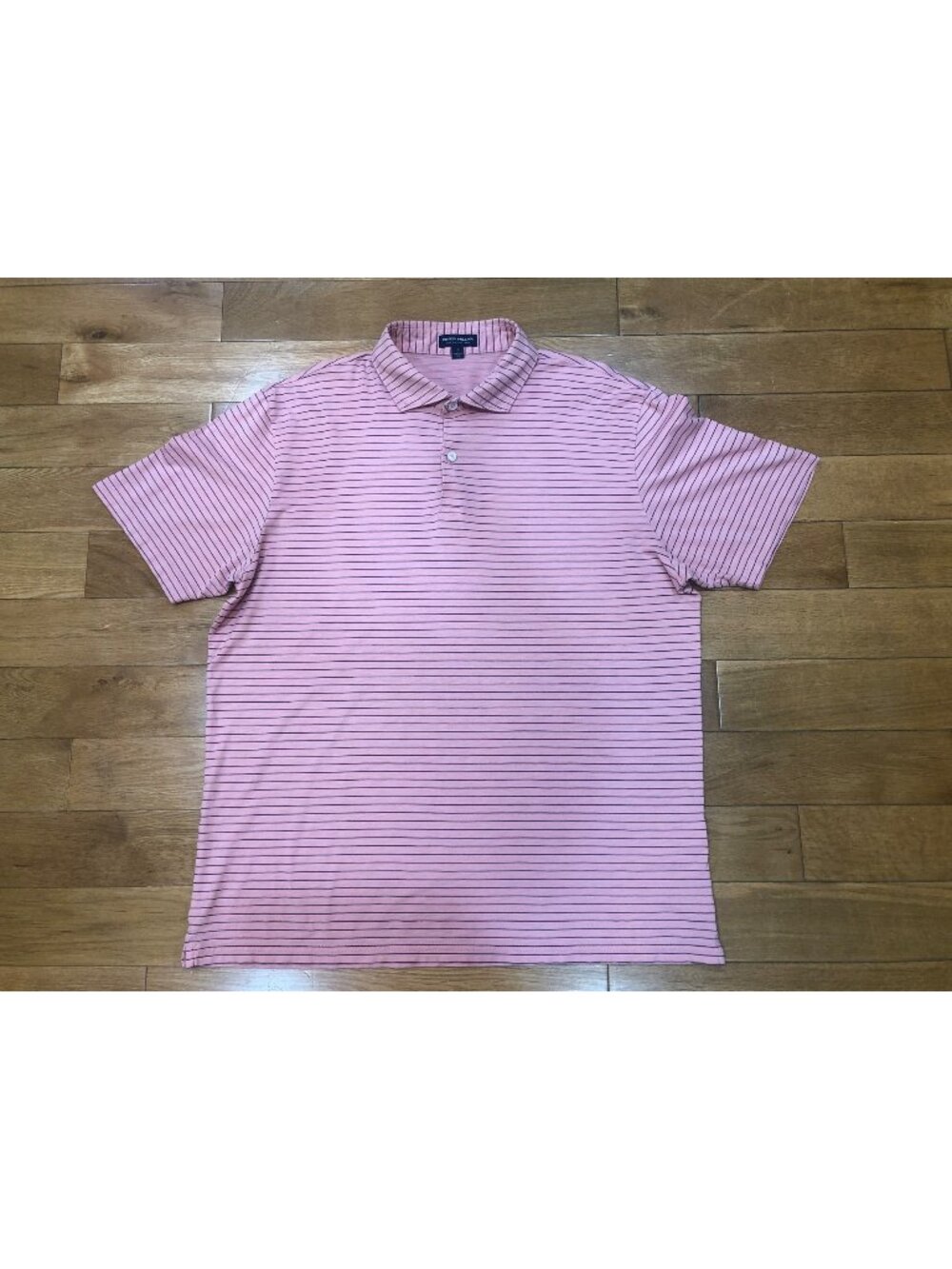 Peter Millar Crown Crafted Journeyman Stripe Polo Pink Blue 100% Pima Cotton L